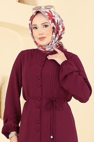 moda selvim Nervür Detaylı 2 li Takım 2908SLK540 Bordo&Ekru - Thumbnail