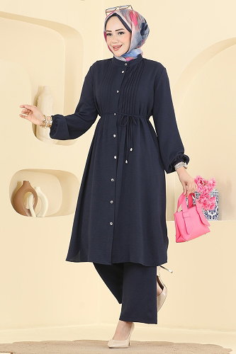 moda selvim Nervür Detaylı 2 li Takım 3458TRT545 Laci - Thumbnail