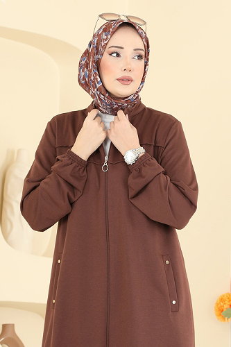 moda selvim Nervür Detaylı 2 li Takım PL9231 Kahve - Thumbnail