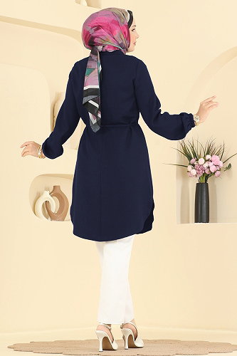 moda selvim Nervür Detaylı Bağcıklı Tunik 2910SLK540 Laci - Thumbnail
