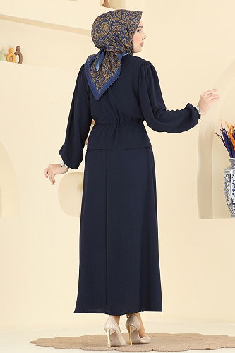 moda selvim Nervür Detaylı Etekli Takım 239ASN888 Laci - Thumbnail