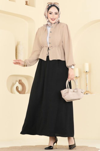 A.S.N. - Nervür Detaylı Etekli Takım 239ASN888 Vizyon&Siyah