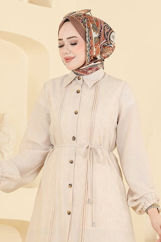 moda selvim Nervür Detaylı Kemerli Tunik 0177ERK1158 Vizyon - Thumbnail