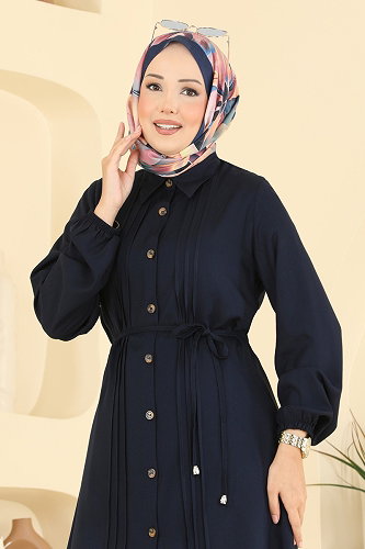 moda selvim Nervür Detaylı Kemerli Tunik 0179BG354 Laci - Thumbnail
