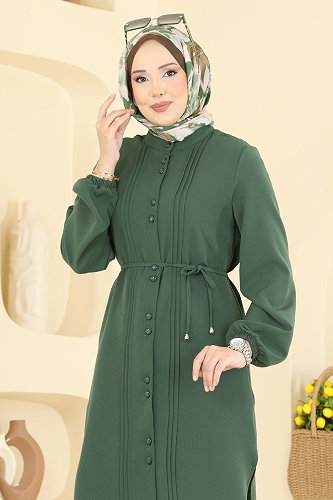 moda selvim Nervür Detaylı Şık Tunik 2874SLK540 Haki - Thumbnail