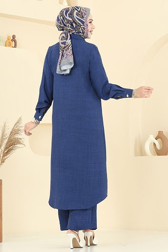 moda selvim Nervür Detaylı Sofia Takım 3158HBS856 Laci - Thumbnail