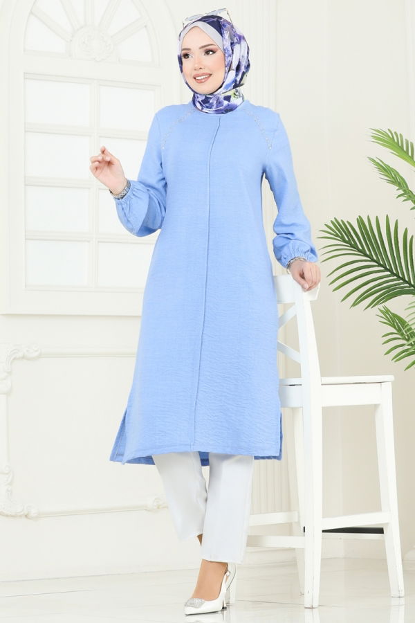 Modaselvim Tunik Omzu Taşlı Sofia Tunik 3124HBS856 Bebe Mavisi