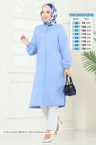 moda selvim Omzu Taşlı Sofia Tunik 3124HBS856 Bebe Mavisi - Thumbnail