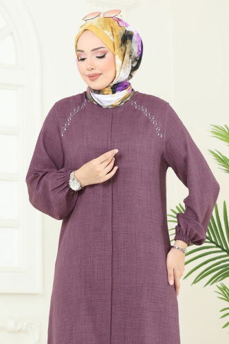 moda selvim Omzu Taşlı Sofia Tunik 3124HBS856 Koyu Lila - Thumbnail