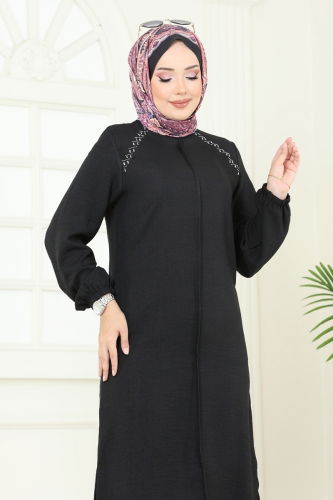 moda selvim Omzu Taşlı Sofia Tunik 3124HBS856 Siyah - Thumbnail