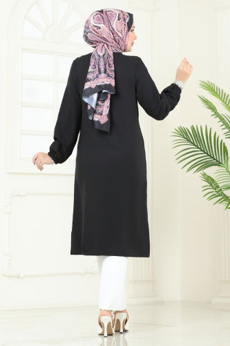 moda selvim Omzu Taşlı Sofia Tunik 3124HBS856 Siyah - Thumbnail