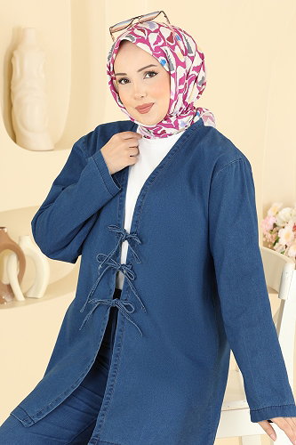 moda selvim Önden Bağlamalı 2 li Takım 0151NZRK1200 Mavi - Thumbnail