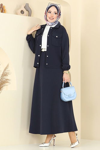 moda selvim Önden Çıtçıtlı Etekli Takım 2013MP806 Laci - Thumbnail