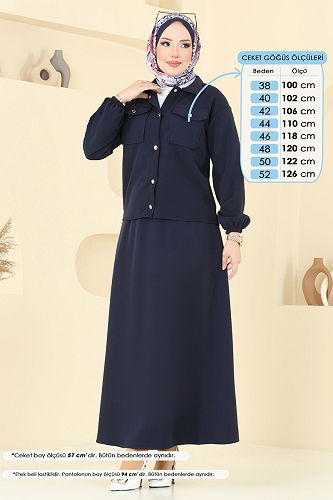 moda selvim Önden Çıtçıtlı Etekli Takım 2013MP806 Laci - Thumbnail