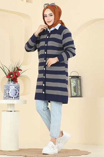 moda selvim Önden Düğme Detaylı Hırka 3210UZ662 Laci - Thumbnail