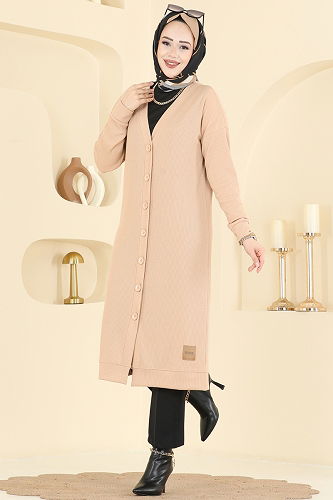 moda selvim Önden Düğme Detaylı Hırka 6038TEG847 Vizyon - Thumbnail