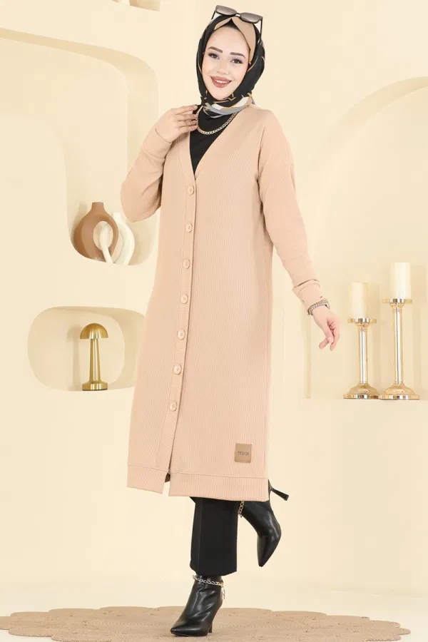 Modaselvim Hırka/Yelek Önden Düğme Detaylı Hırka 6038TEG847 Vizyon