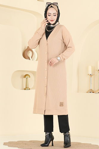 moda selvim Önden Düğme Detaylı Hırka 6038TEG847 Vizyon - Thumbnail
