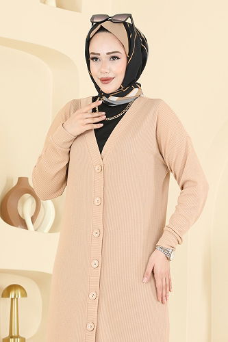 moda selvim Önden Düğme Detaylı Hırka 6038TEG847 Vizyon - Thumbnail