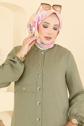 moda selvim Önden Düğmeli 2 li Takım 2942SL432 Çağla - Thumbnail