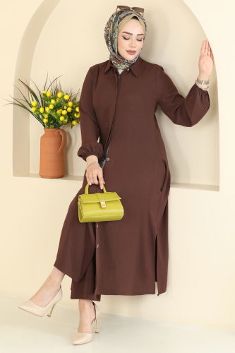 S.M.D. - Önden Düğmeli 2 li Takım 3031SMD1186 Kahve