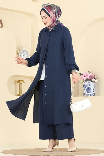 moda selvim Önden Düğmeli 2 li Takım 3031SMD1186 Laci - Thumbnail