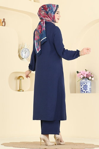 moda selvim Önden Düğmeli 2 li Takım 9240PLK541 Laci - Thumbnail
