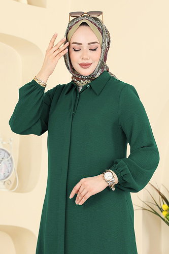 moda selvim Önden Düğmeli 2 li Takım 9240PLK541 Zümrüt - Thumbnail