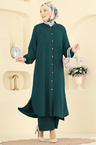 T.R.T. - Önden Düğmeli Aerobin Takım 1973TRT545 Açık Petrol