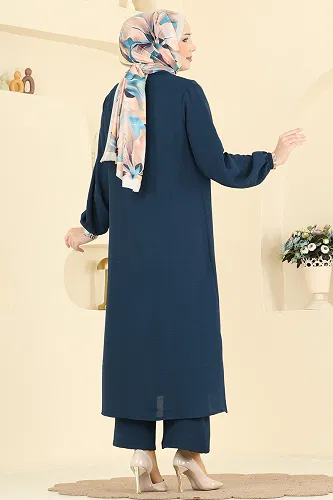 moda selvim Önden Düğmeli Aerobin Takım 1973TRT545 Petrol - Thumbnail