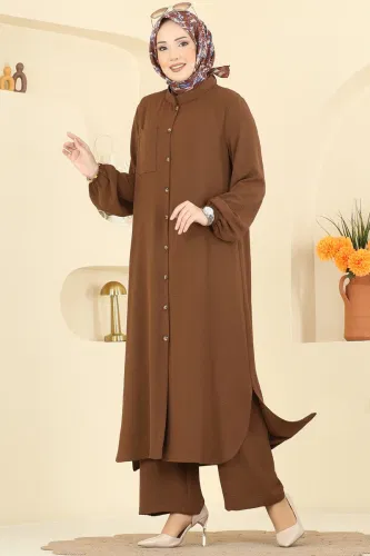 T.R.T. - Önden Düğmeli Aerobin Takım 1973TRT545 Taba