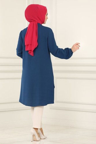 moda selvim Önden Düğmeli Aerobin Tunik 4003BM387 Laci - Thumbnail