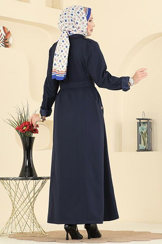 moda selvim Önden Düğmeli Bondit Trençkot 4901ORG1169 Laci - Thumbnail