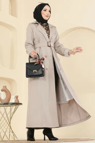 O.R.G. - Önden Düğmeli Bondit Trençkot 4901ORG1169 Taş