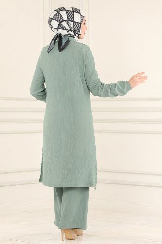 moda selvim Önden Düğmeli Bürümcük Takım 1004YNS793 Mint - Thumbnail