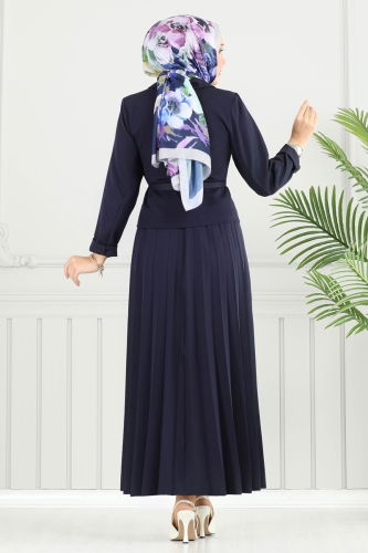 moda selvim Önden Düğmeli Ceket Takım 4702MP806 Laci - Thumbnail