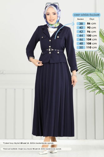 moda selvim Önden Düğmeli Ceket Takım 4702MP806 Laci - Thumbnail