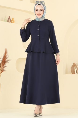 moda selvim Önden Düğmeli Etekli Takım 2677SL432 Laci - Thumbnail