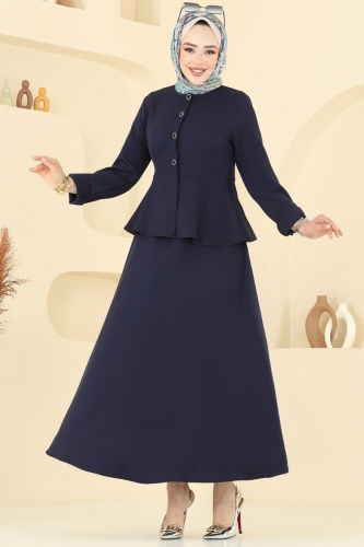 moda selvim Önden Düğmeli Etekli Takım 2677SL432 Laci - Thumbnail