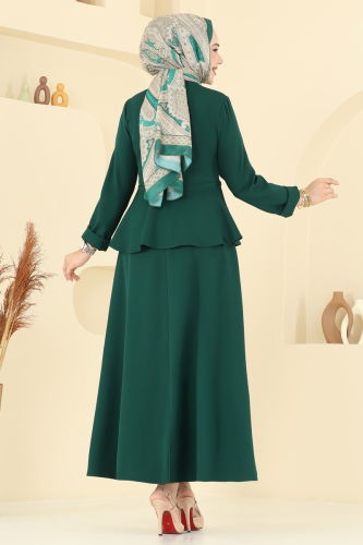 moda selvim Önden Düğmeli Etekli Takım 2677SL432 Zümrüt - Thumbnail