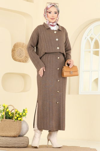 A.Y.D. - Önden Düğmeli Etekli Takım 2757AYD574 Koyu Vizyon