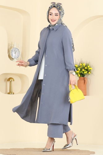 S.M.D. - Önden Düğmeli İkili Takım 3031SMD1186 Gri