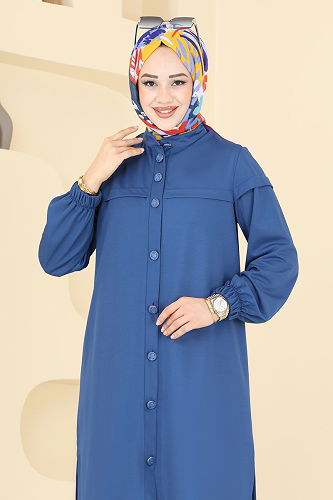 moda selvim Önden Düğmeli İkili Takım 330DVL817 İndigo - Thumbnail