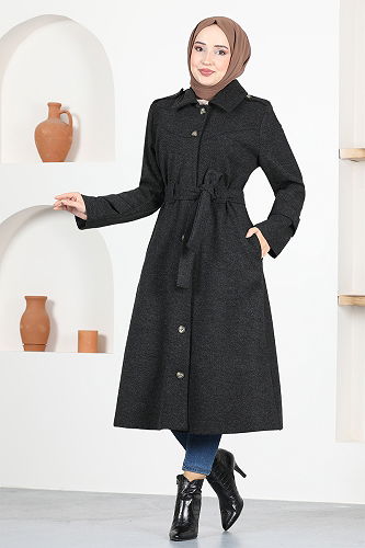 moda selvim معطف أسود MSL4421-M - Thumbnail
