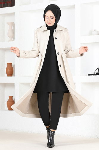 moda selvim معطف بيج MSL4421-M - Thumbnail