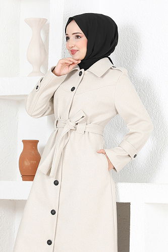 moda selvim معطف بيج MSL4421-M - Thumbnail