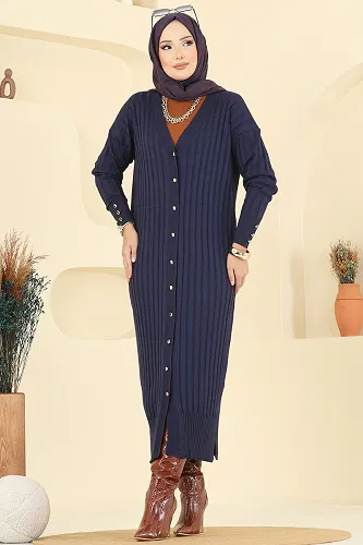 moda selvim Önden Düğmeli Merserize Hırka 3257BRZ597 Laci - Thumbnail