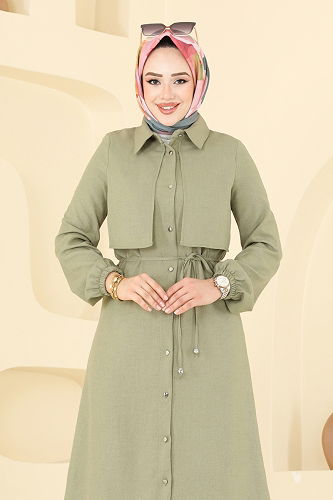 moda selvim Önden Düğmeli Sofia Takım 2674SL432 Çağla - Thumbnail