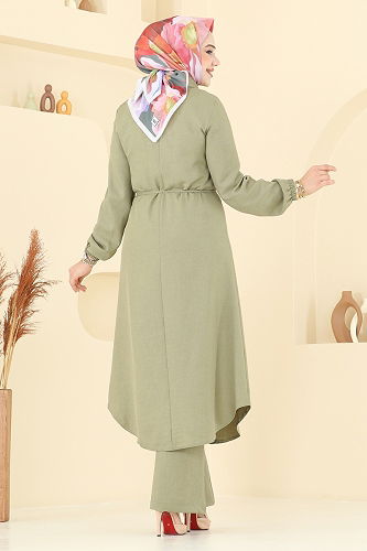 moda selvim Önden Düğmeli Sofia Takım 2674SL432 Çağla - Thumbnail