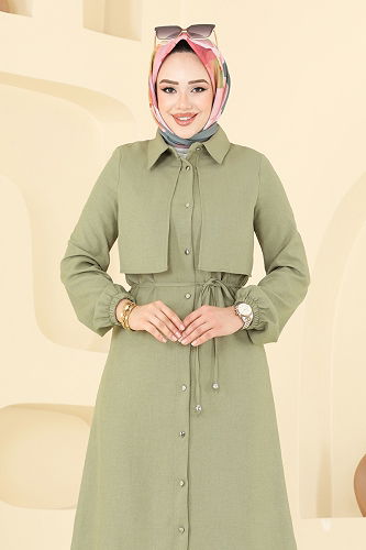 moda selvim Önden Düğmeli Sofia Takım 2674SL432 Çağla - Thumbnail